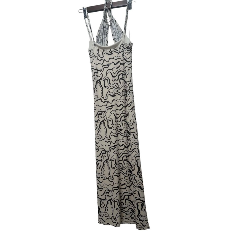 Abercrombie Halter Y2K Psychedelic Midi Dress Large Bodycon Retro Classic Stretc - Picture 15 of 16